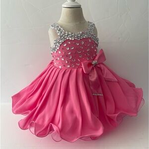 Girls pink pageant birthday princess dress.